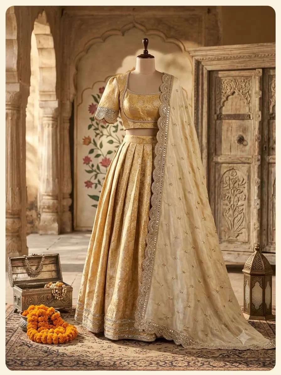 Banarasi Swarnali Lehenga Set - Gold